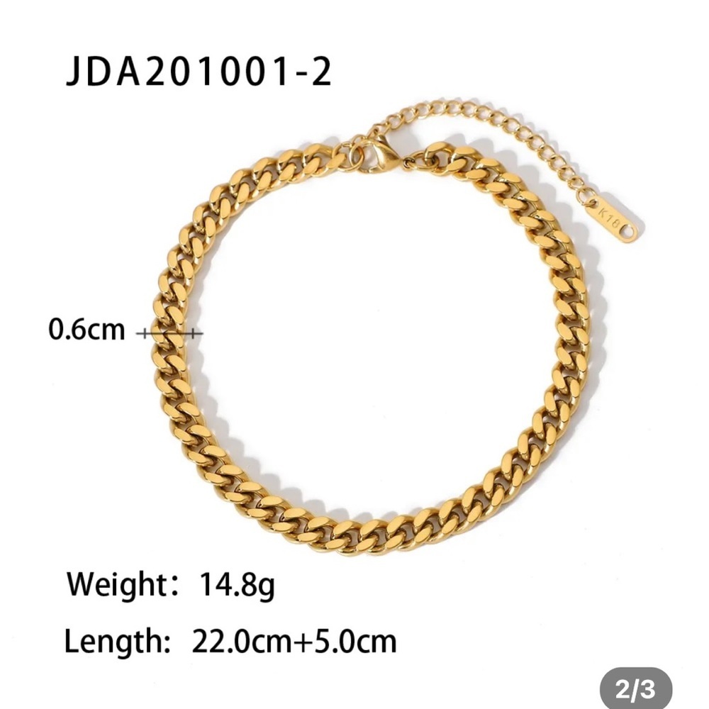 New 18K Gold-Plated Stainless-Steel Miami Cuban Anklet
